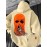[Graphic Print Hooded] Men's Beige & Orange Graphic Print Hooded Sweatshirt - Oversized Streetwear Pullover with Balaclava Design, Soft Fabric & Front Pocket, Casual Winter Warmth, Machine Washable (PC610-S) - Fall Winter Fashion Essential