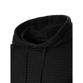 3pcs Men's Casual Waffle Knit Jacquard Hoodie Set - Long Sleeve Pullover with Side Zipper Detail, Perfect for Daily Commute, Outdoor Sports, and Beach Vacations