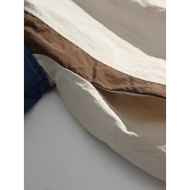 Men's Casual Full-Zip Color Block Jacket, Lightweight Comfy Blouson Jacket For Spring/Fall Outdoor Activity