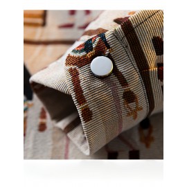Larsen OBM Unisex Slim-Fit Long-Sleeve Shirt Jacket - Vintage Abstract Egyptian Embroidery, All-Season Casual Outdoor Wear, Machine Washable, Perfect Gift for Men & Women