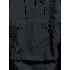 Men's Black Hooded Windbreaker Jacket - Lightweight, Polyester, Long Sleeve, Zipper Closure | Casual, Wind Protection for Spring & Fall