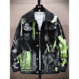 Men'S Printed with Random Print And Graffiti Design, Fashionable And Versatile, Made of High-Quality Fabric, Soft in Texture, Loose And Comfortable Coat.