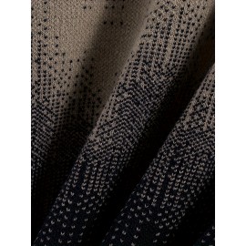 Men's Casual Gradient Color-Block Knit Sweater - Soft Stretch Round Neck Pullover, Machine Washable Slim Fit for Autumn Winter, Cute Sweaters, Durable Winter Wear, Medium Elasticity Fabric