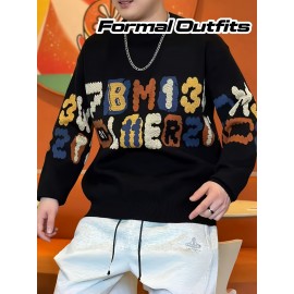 [Men's Sweater] Men's Sweater - Crewneck Pullover | Beige/Brown/Black/Gray/White/Orange/Red/Blue/Purple | Fall/Winter, Machine Washable, Everyday & Formal Outfits, Casual Knitwear, Multicolored Knitwear, Medium Stretch Fabric