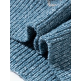 Men's Casual Color-Block Geometric Knit Sweater - Loose Fit Ribbed Detail Pullover, Machine Washable Autumn Winter Warm Crewneck Sweater for Casual Attire, Knitted Sweater, Durable Winter Wear
